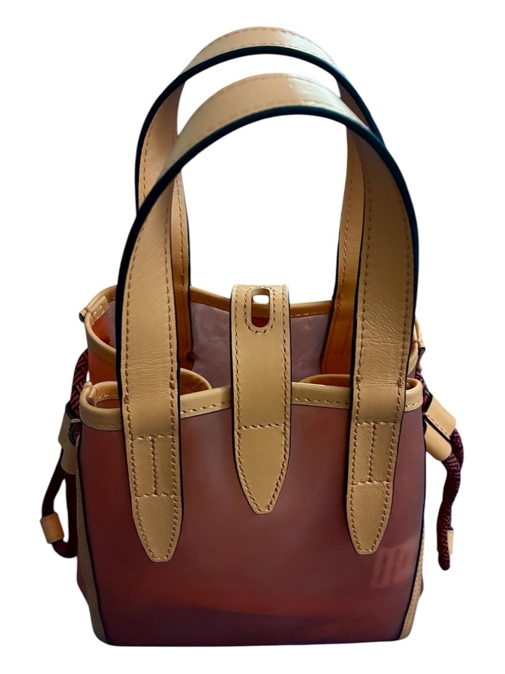 Furla Digizia Pink Jelly Tote Handbag Leather Trim Two Tone Cord Drawstring MINI - Picture 11 of 13